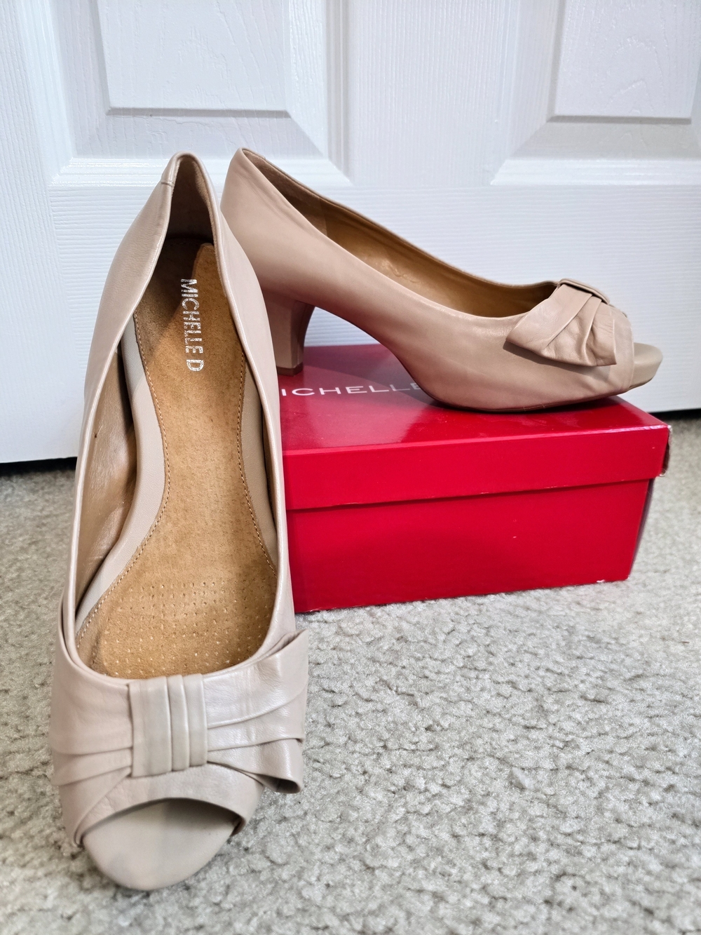 Michelle D Nude Peep-Toe  Pumps